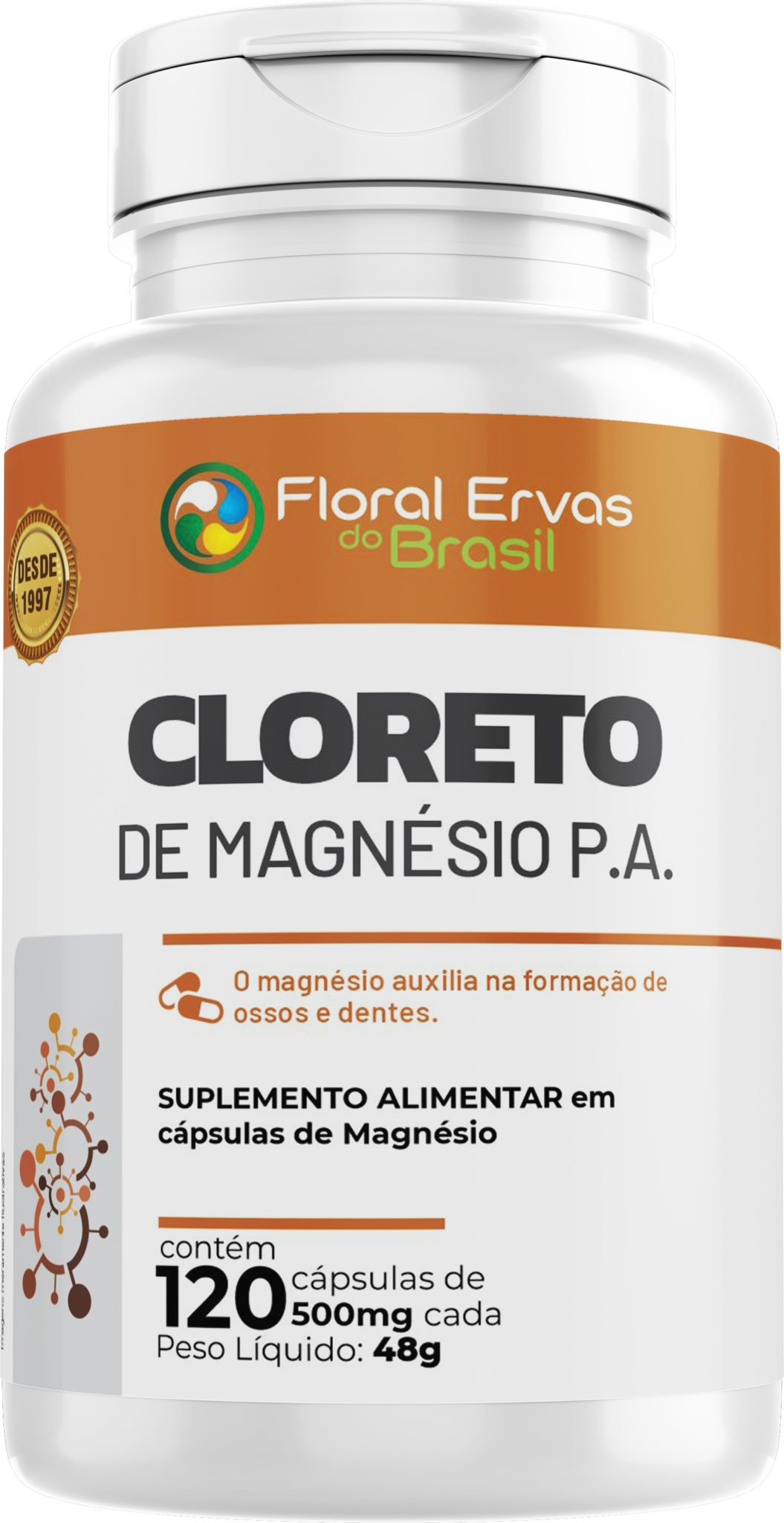 Cloreto de Magnésio PA 120 cápsulas Floral Ervas do Brasil