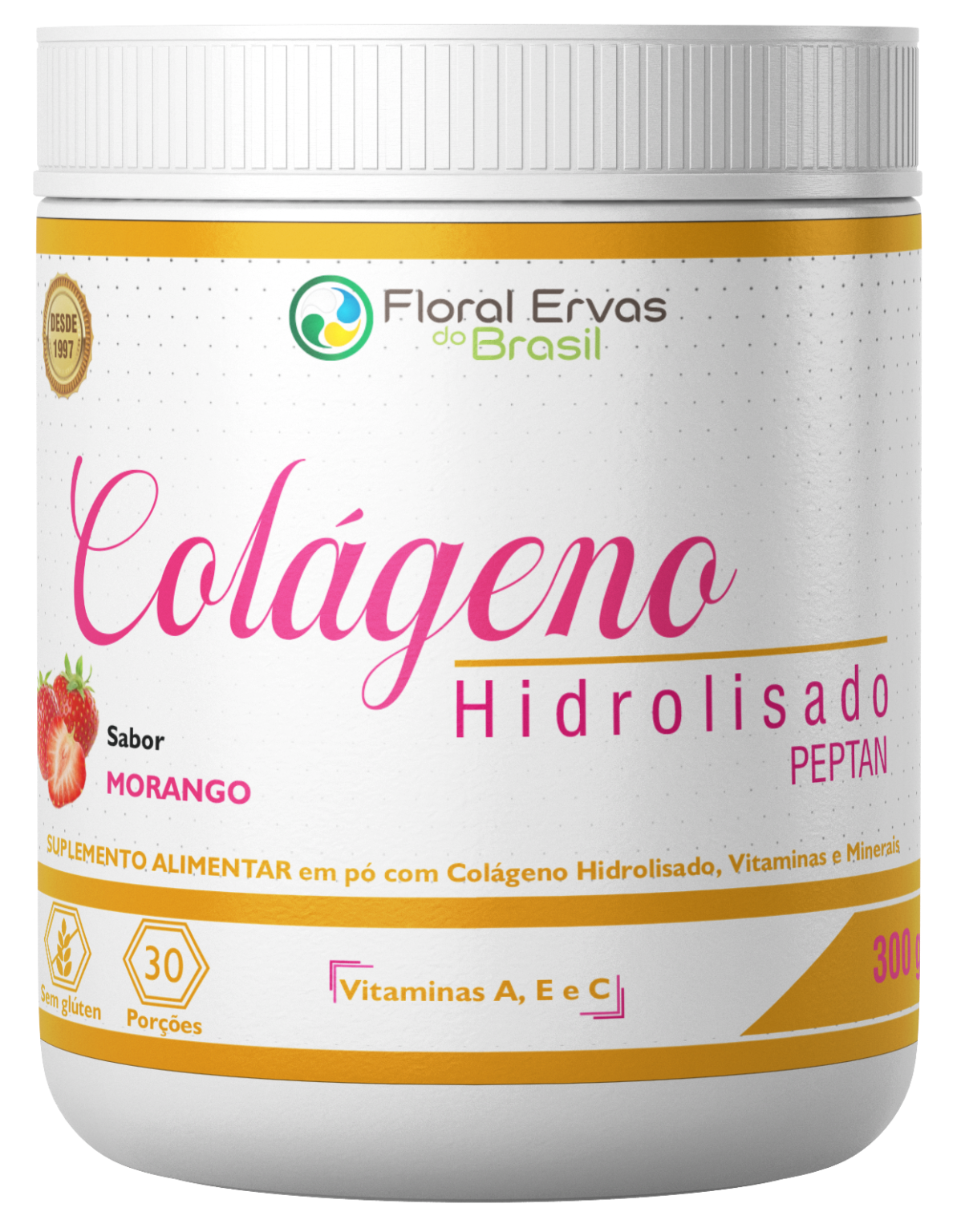 Colágeno Hidrolisado PEPTAN 300g Floral Ervas do Brasil