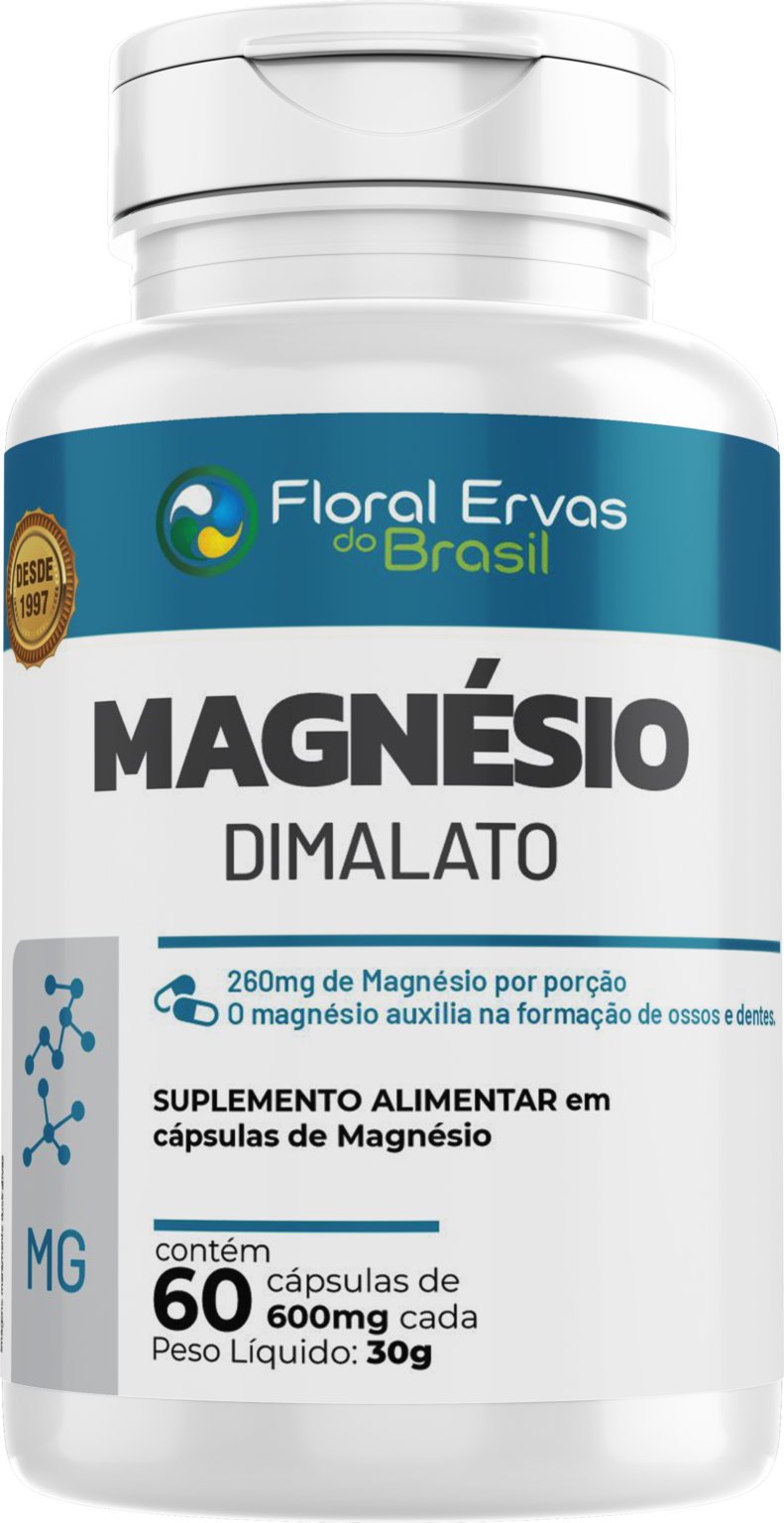 Magnésio Dimalato - 60 Cápsulas - Floral Ervas Do Brasil